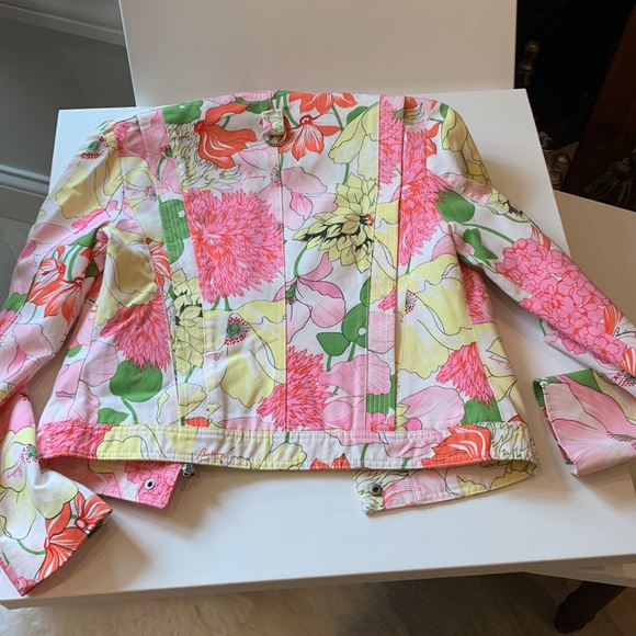Burberry Flower 🌸 Blazer Jean Jacket Blazer Women Girl Pink Yellow Green White - Picture 14 of 17